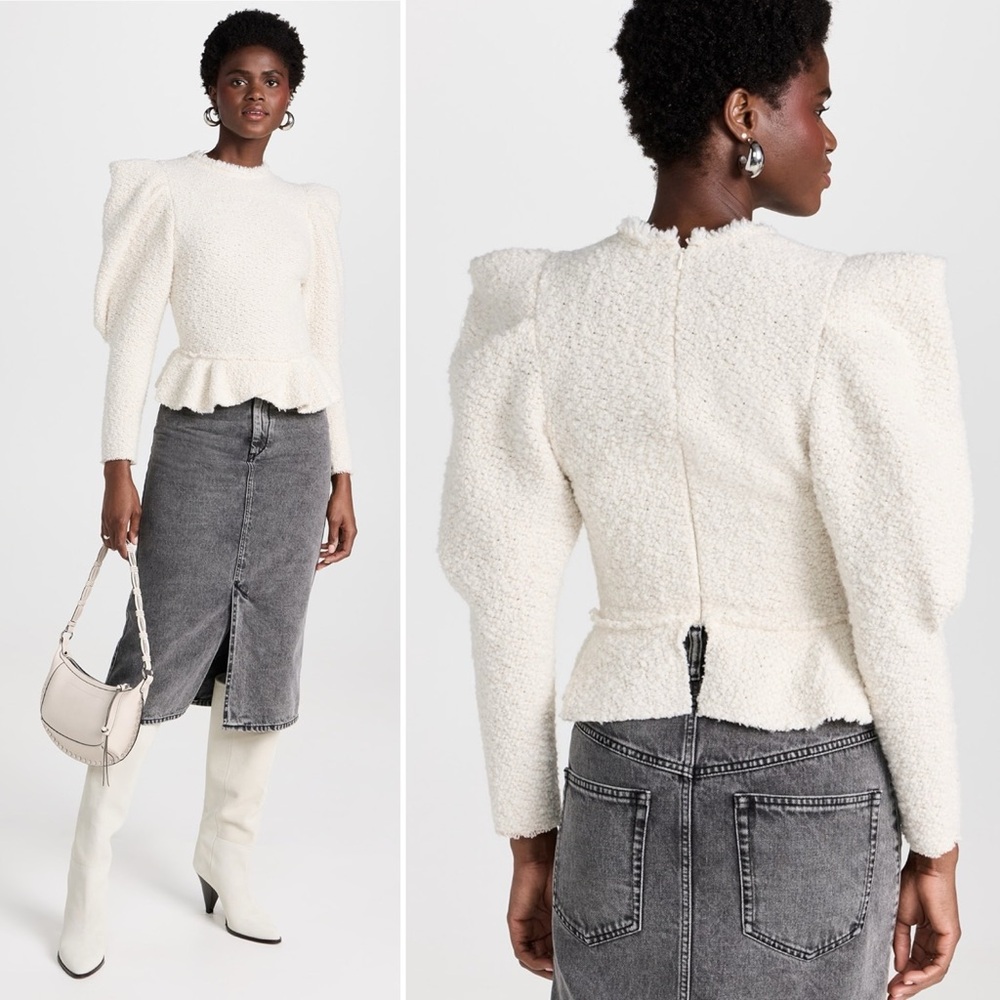 Isabel Marant Giamili Bucle Peplum Sweater Top in Ecru Size 40 (8 US) - Picture 14 of 16